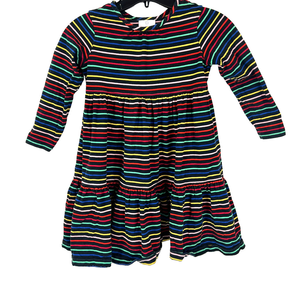 Hanna Andersson Girls US 5 Multicolor Stripes Long Sleeve Tiered Twirl Dress